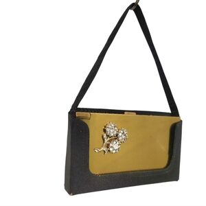 Volupte Vintage 1950s Gold Metal Evening Makeup Case Compact Purse